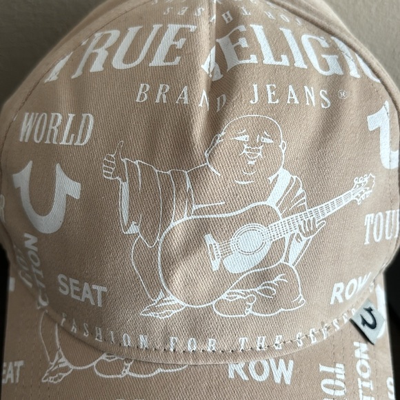 True Religion Buddha Printed Logo Cap Hat Sand Color Snapback Style PLMH0145 - Picture 2 of 6